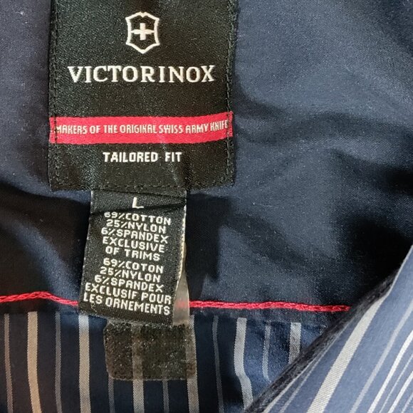 Victorinox Shirt Men Large Tailored Fit Flip Cuff Vented Performance Button Down - Picture 4 of 9